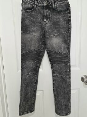 No Boundaries Black Acid Wash Moto Skinny Jeans Size 28×30